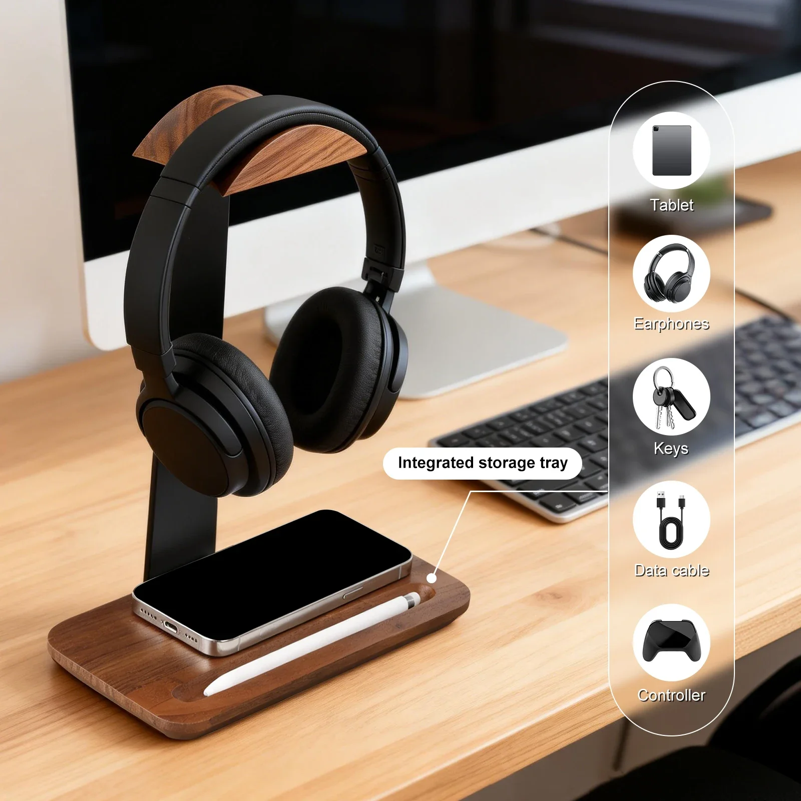 Universal Wood Headphone Stand - Headphone Stand Desk review and price