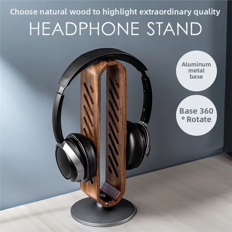 FFYY-Rotating Walnut Wooden He - Headphone Stand Desk review and price